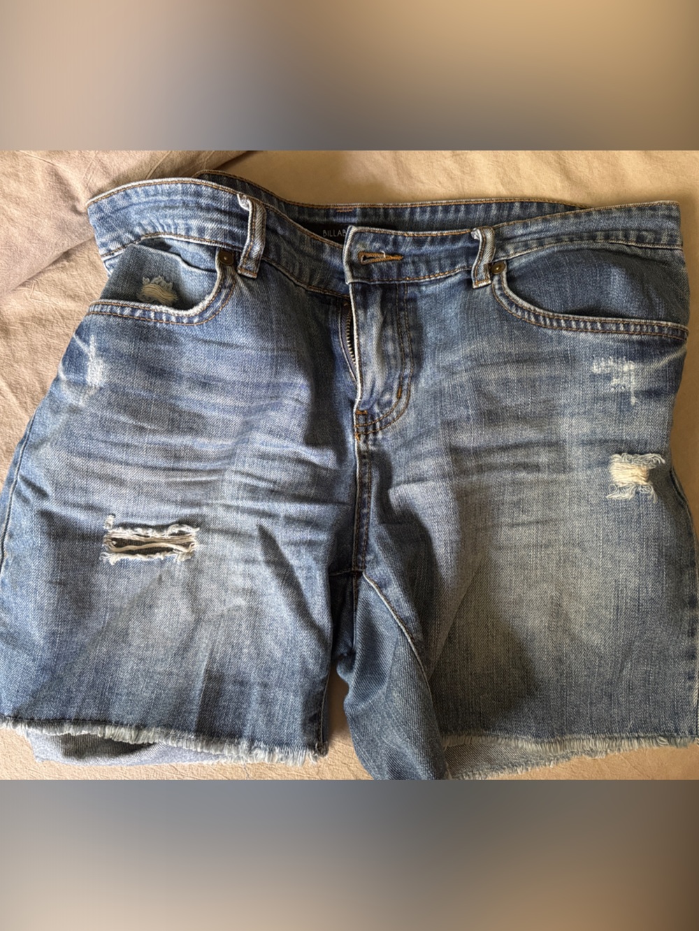 Billabong Light Blue Distressed Denim Shorts